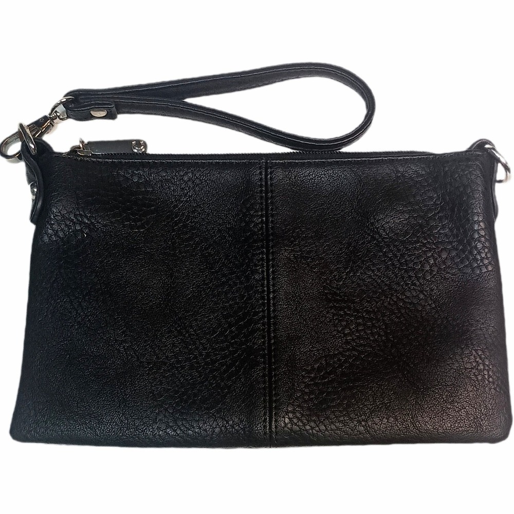 Charming Charlie Black Cross Body Faux Pebbled Leather Clutch‎ SKUCH115